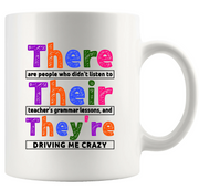 There Their They're English Ceramic Mug 11 oz White - Panvola