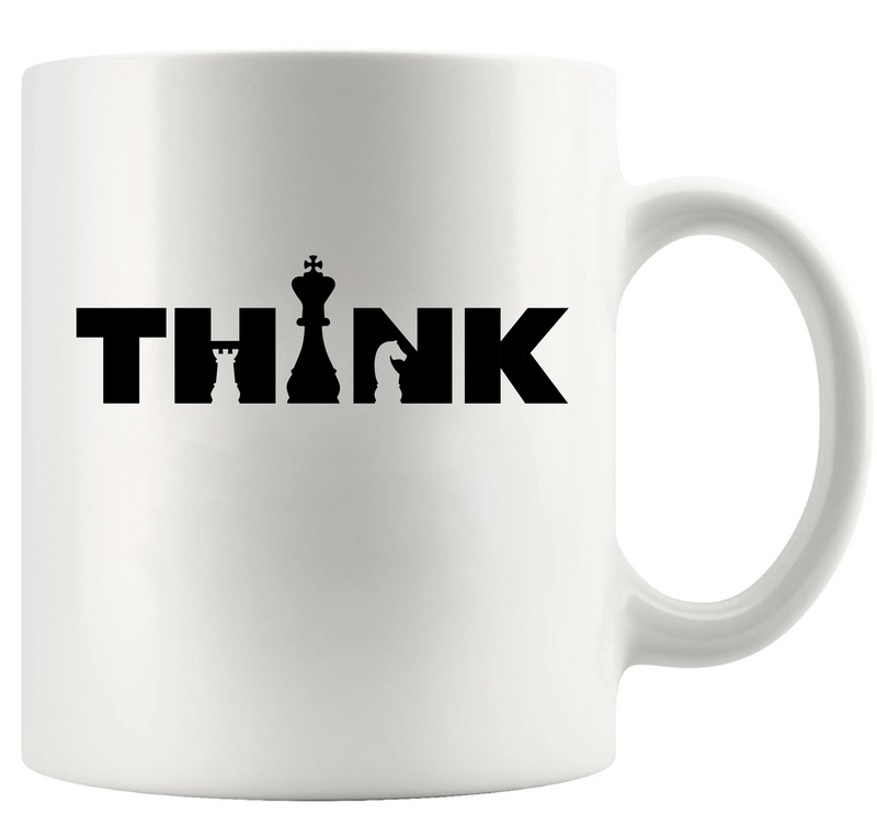 Think Chess Vintage Retro Ceramic Mug 11 oz White - Panvola