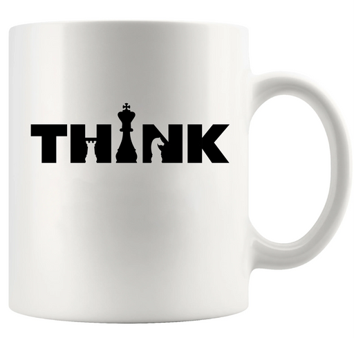 Think Chess Vintage Retro Ceramic Mug 11 oz White - Panvola