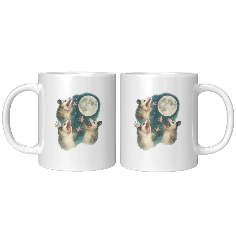 Three Possum Moon Ceramic Mug 11 oz White - Panvola