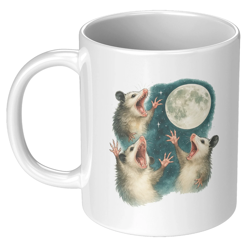 Three Possum Moon Ceramic Mug 11 oz White - Panvola