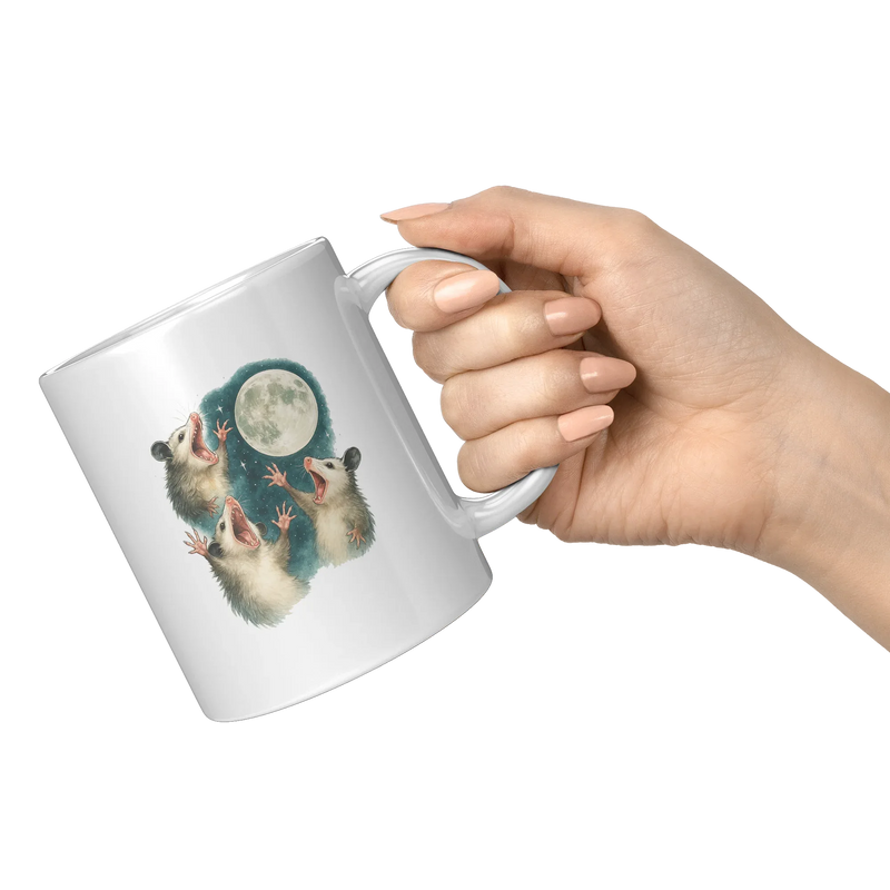 Three Possum Moon Ceramic Mug 11 oz White - Panvola