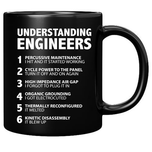 Understanding Engineers Ceramic Mug 11 oz Black.