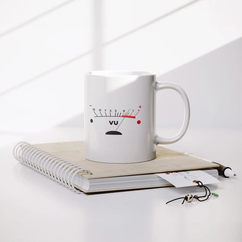 VU Meter Retro Music Ceramic Mug 11 oz White - Panvola