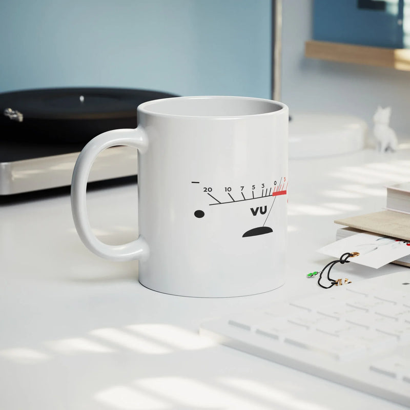 VU Meter Retro Music Ceramic Mug 11 oz White - Panvola