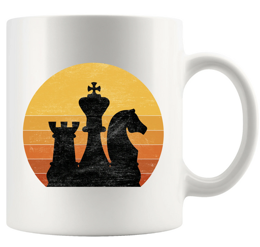 Vintage Chess Retro Sunset Ceramic Mug 11 oz White - Panvola