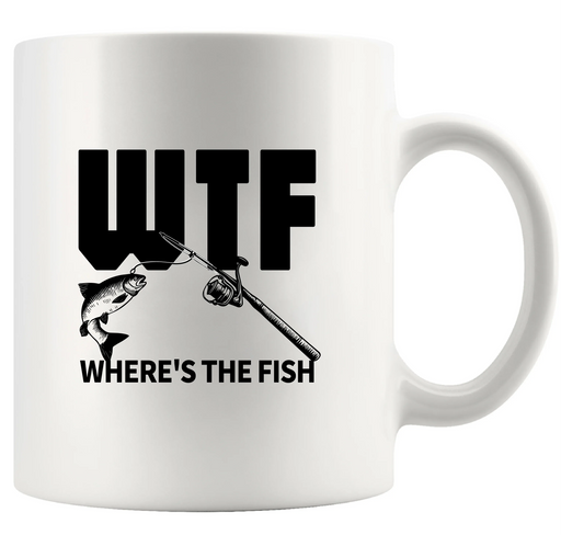 WTF Where's The Fish Ceramic Mug 11 oz White - Panvola