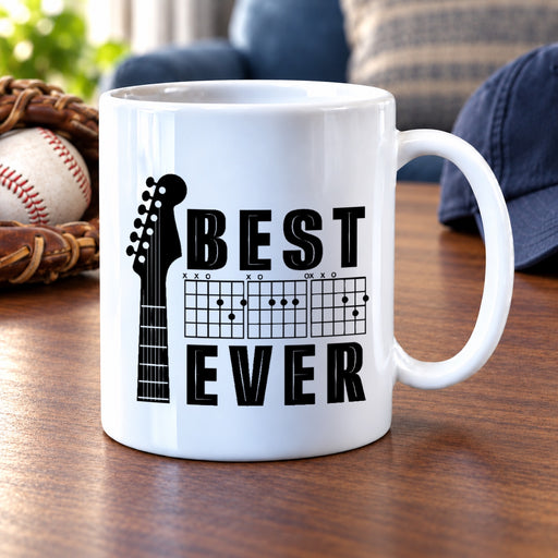 Best Dad Ever Guitar Ceramic Mug 11 oz White - Panvola