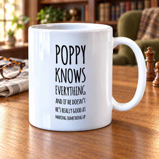 Grandpa Gift - Poppy Knows Everything If He Doesn't He's Really Good Coffee Mug 11 oz - Panvola
