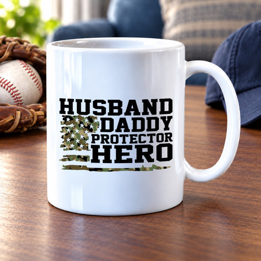Husband Daddy Protector Hero Gift For Dad Husband Mug 11oz - Panvola