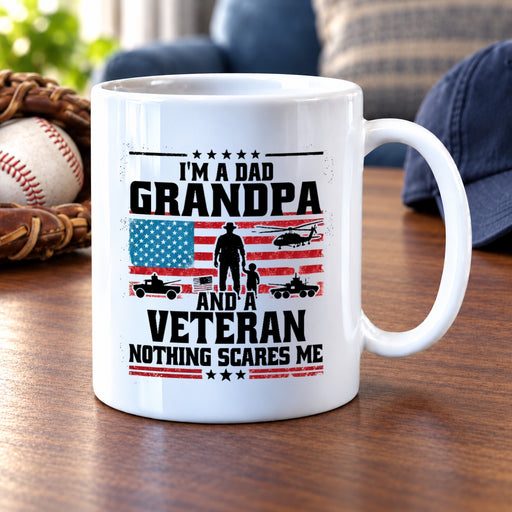 I'm A Dad Grandpa And Veteran Nothing Scares Me Ceramic Mug 11 oz White - Panvola