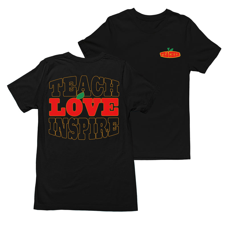 Teach Love Inspire Teachers Gifts Unisex Tshirt Black