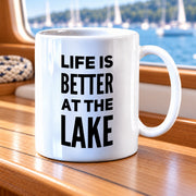 Panvola Life Is Better At The Lake Coffee Mug Gift For Lake Lovers Kayaking Boating Boat Owner's Outdoor Enthusiasts (11oz) White - Panvola