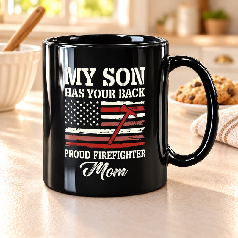 Proud Firefighter American Mom Coffee Mug - Panvola