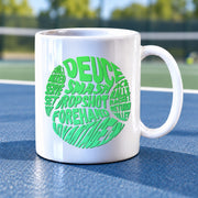 Tennis Terms Tennis Ball Ceramic Mug 11 oz White - Panvola