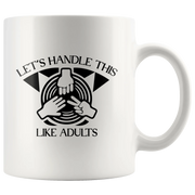 Paper Rock Scissors Funny Coffee Mug Let's Handle This Like Adults - Panvola