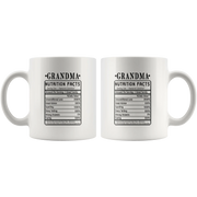 Grandma Nutrition Facts Funny Grandparents Day Coffee Mug 11oz - Panvola