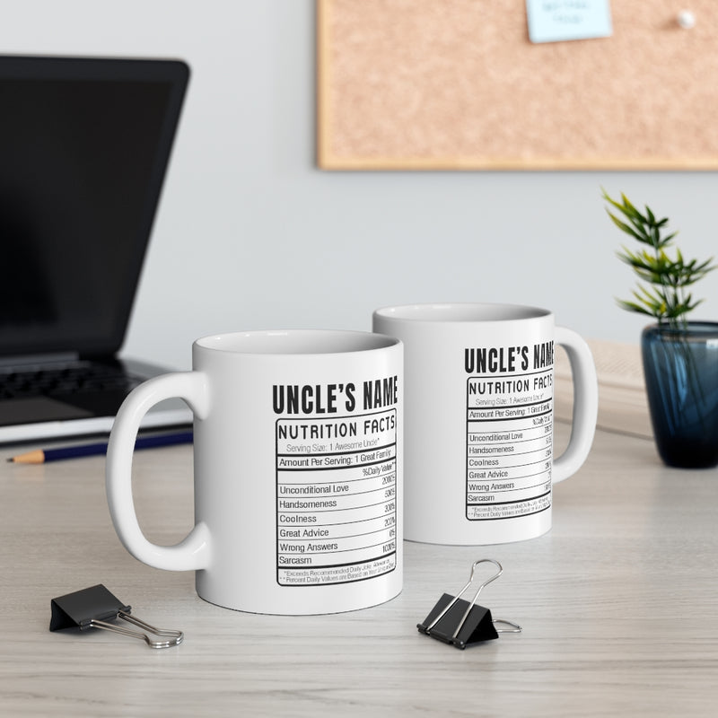 Customized Uncle Nutrition Facts From Niece Nephew Coffee Mug 11oz
