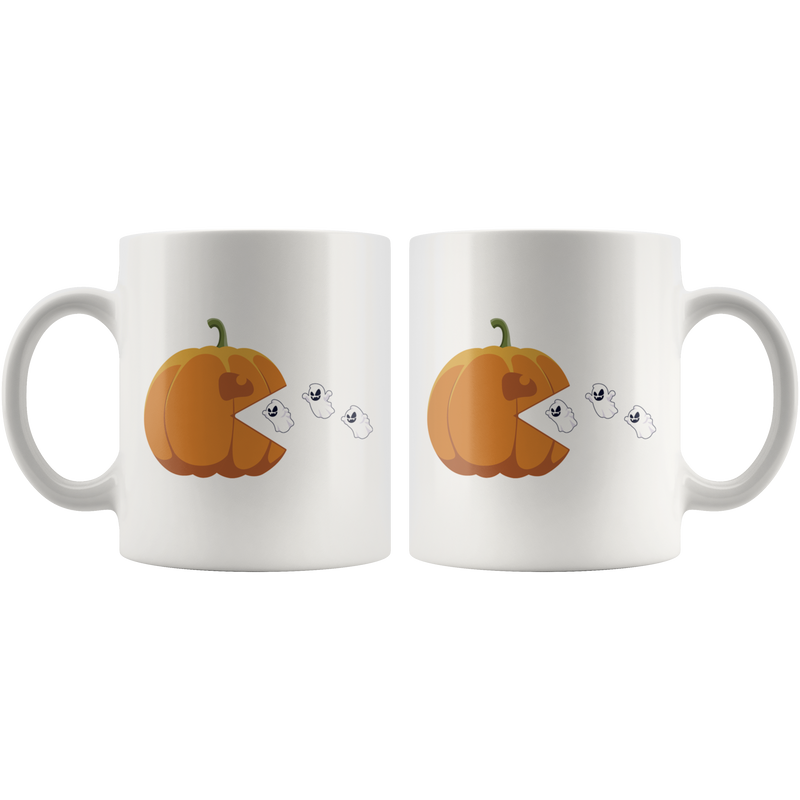 Orange Pumpkin Jackolantern Eating Ghost Humorous Coffee Mug 11 oz