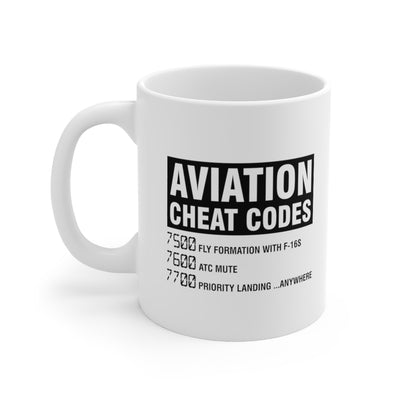 Personalized Aviation Cheat Codes Customized Pilot Coffee Ceramic Mug 11oz White
