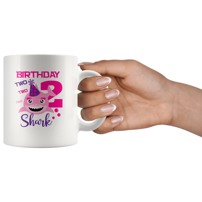 Kids Baby Shark 2nd Birthday Gift Idea Ceramic White Coffee Mug 11 oz