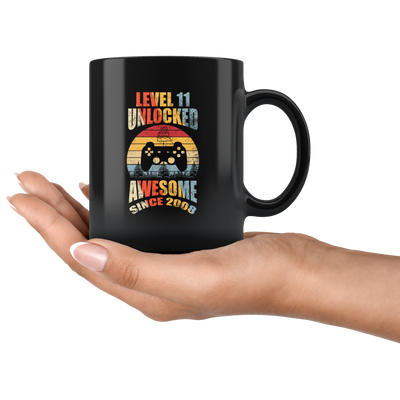 Gaming Gift - 11th Birthday Gamer Video Game Controller Lover Black Coffee Mug 11 oz