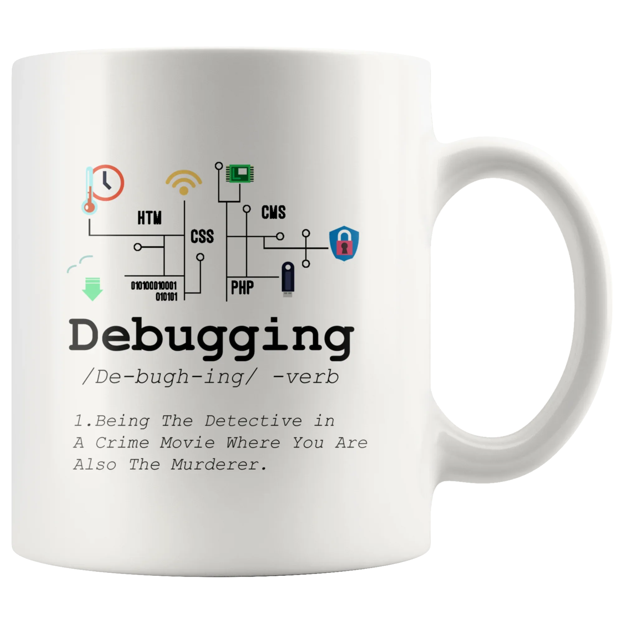 Debugging Definition Funny IT Programming Coding Programmer Mug 11 oz ...