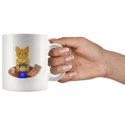 Gamer Cat Feline Game Lover Geek Gift Ceramic Coffee Mug 11 oz - Panvola
