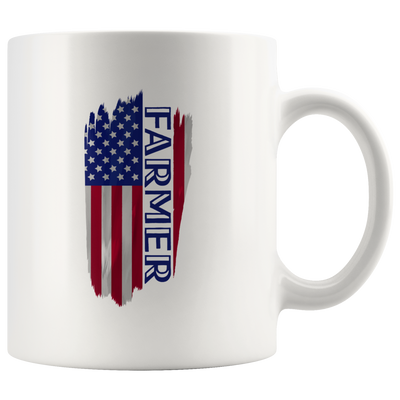 Farmer American US Flag Patriotic Gift Idea White Coffee Mug 11 oz