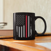 Fireman American Flag Patriotic Firefighters Coffee Mug 11 oz Black - Panvola