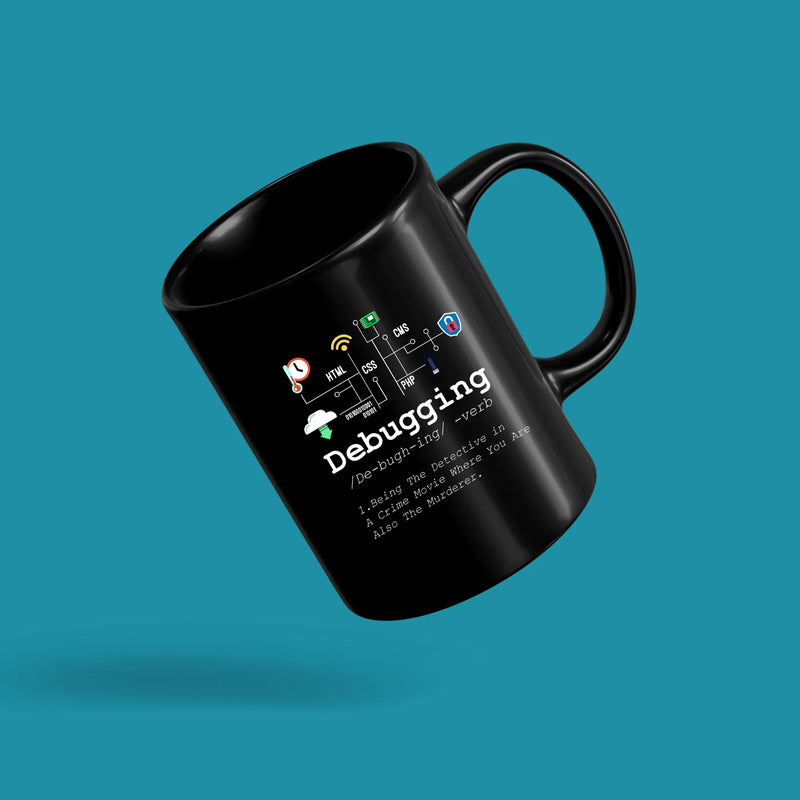 Debugging Definition Black Funny Programmer Ceramic Coffee Mug 11 oz ...
