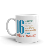 16 Years Old 16th Birthday Mugs for Gift Ceramic Coffee Cup White 11oz - Panvola