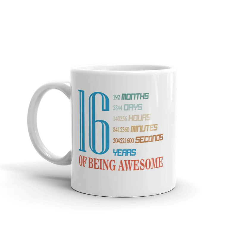 16 Years Old 16th Birthday Mugs for Gift Ceramic Coffee Cup White 11oz - Panvola