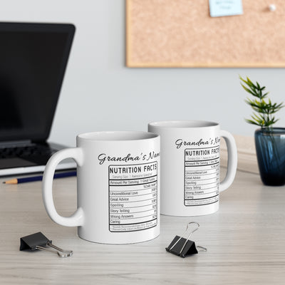 Customized Grandma Nutrition Facts Mothers Day Ceramic Mug 11oz White