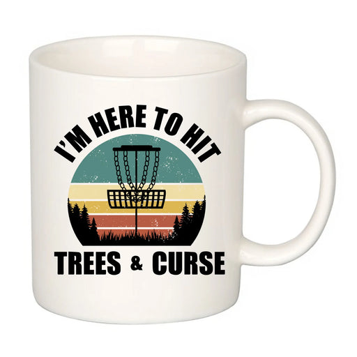 I'm here to Hit Trees and Curse Retro Disc Golf Sports Coffee Mug 11 oz white - Panvola