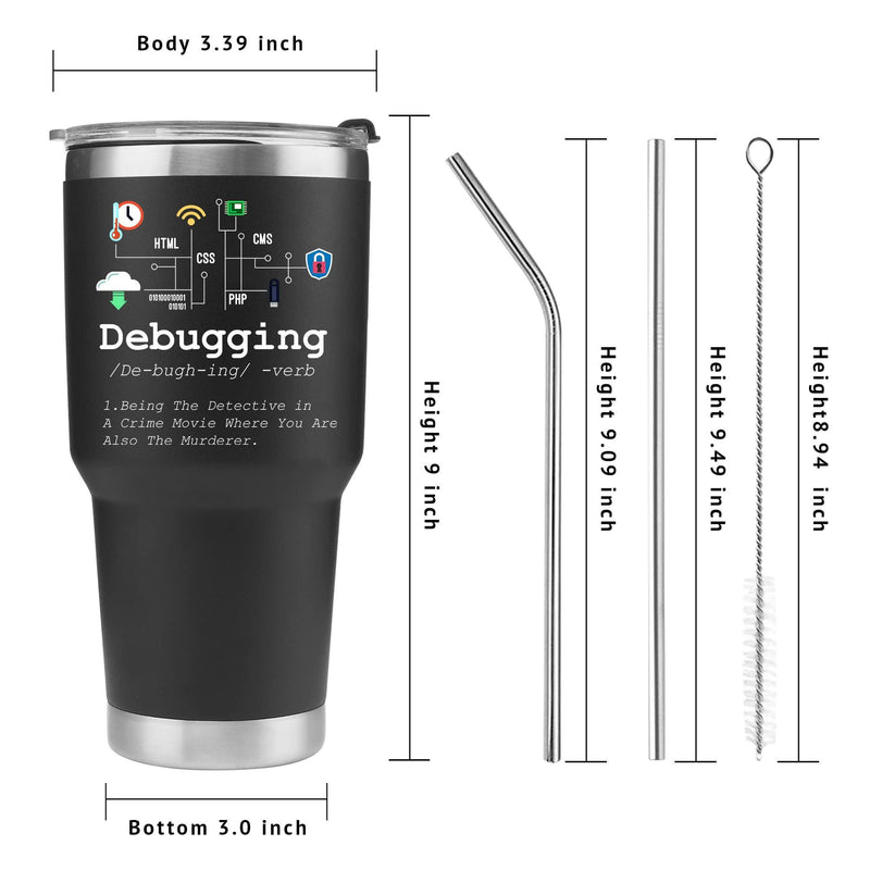Debugging Definition Computer Programmer Coder Vacuum Insulated Tumbler.
