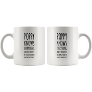 Grandpa Gift - Poppy Knows Everything If He Doesn't He's Really Good Coffee Mug 11 oz - Panvola