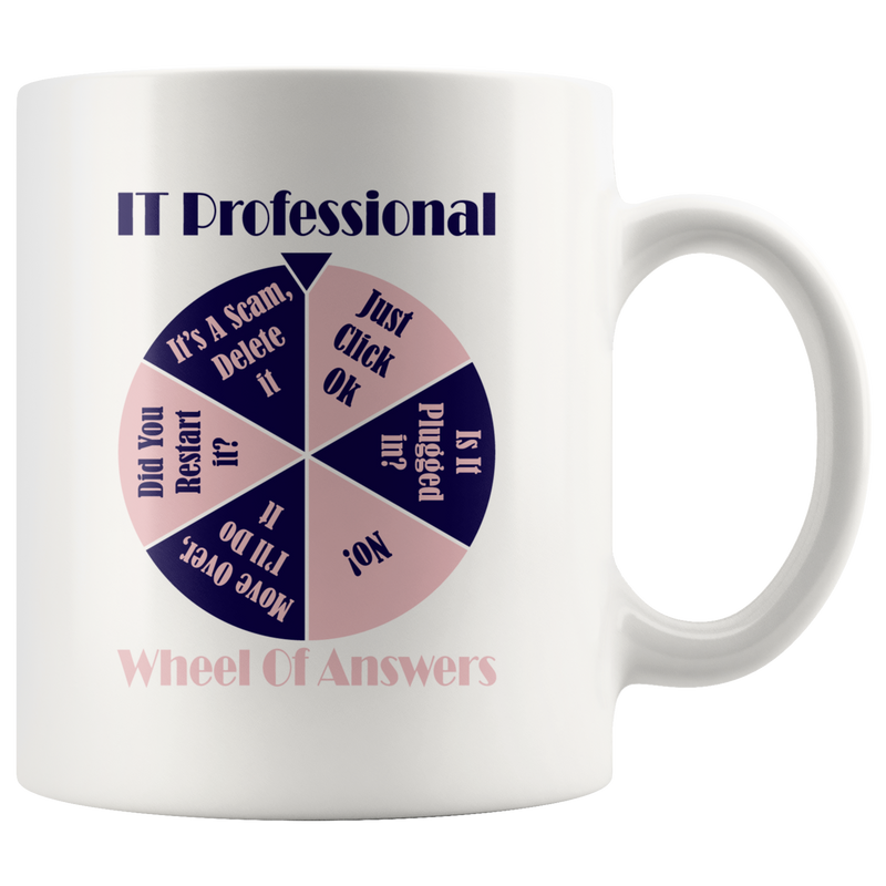 The IT Professional Wheel of Answers Funny Coffee Mug