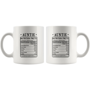 Auntie Nutrition Facts Label Funny Ceramic Coffee Mug 11oz - Panvola