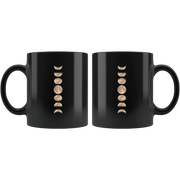 Phases Of The Moon Celestial Gift Idea Black Ceramic Coffee Mug 11 oz - Panvola