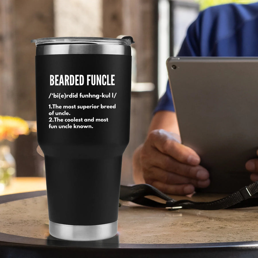 Bearded Funcle Definition Uncle From Niece Nephew Vacuum Tumbler 30 oz, image 3 of 5