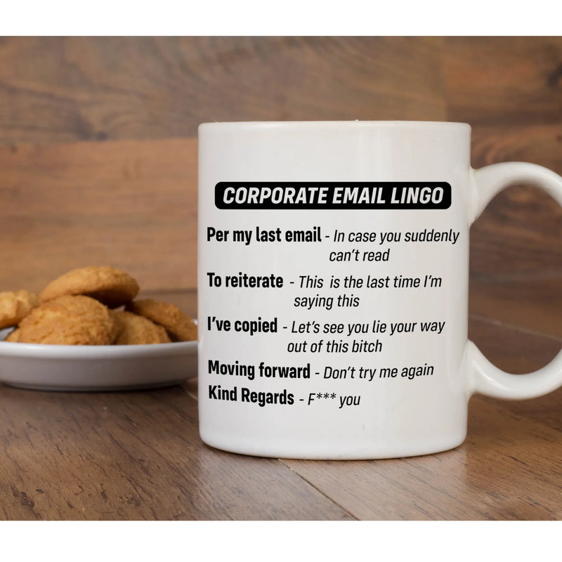 Corporate Email Lingo Per Gift Idea White Ceramic Coffee Mug 11 oz - Panvola