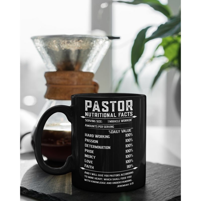 Pastor Nutritional Facts Miracle Worker Hardworking  Coffee Mug 11 oz.