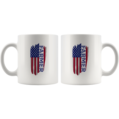 Farmer American US Flag Patriotic Gift Idea White Coffee Mug 11 oz