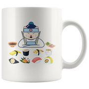 Sushi Cat Chef Japanese Cuisine Funny Coffee Mug.