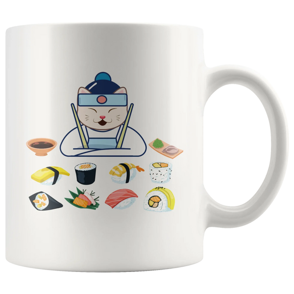 Sushi Cat Chef Japanese Cuisine Funny Coffee Mug