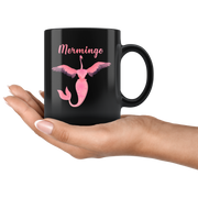 Mermingo Mythical Mermaid Flamingo Black Coffee Mug.