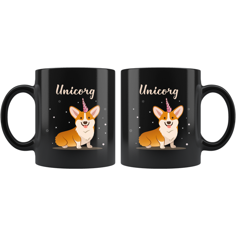 Unicorg Unicorn Corgi Lovers Premium Black Mug.