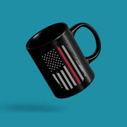Fireman American Flag Patriotic Firefighters Coffee Mug 11 oz Black - Panvola