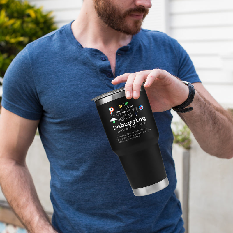 Debugging Definition Computer Programmer Coder Vacuum Insulated Tumbler.